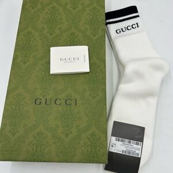 Gucci unisex logo imtarsia stretch, cotton blend socks size large - Picture 2 of 7